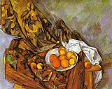 Paul Cezanne Still Life with Flower Curtain and Fruit painting